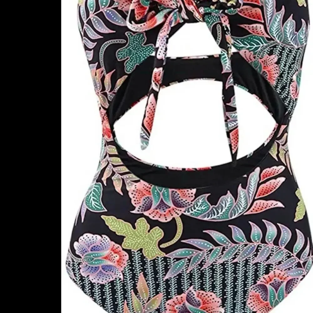 New Raisins Cheeky Cutout One Piece Medium Black Floral